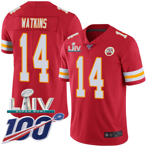 Kansas City Chiefs Nike 14 Sammy Watkins Red Super Bowl LIV 2020 Team Color Men Stitched NFL 100th Season Vapor Untouchable Limited Jersey